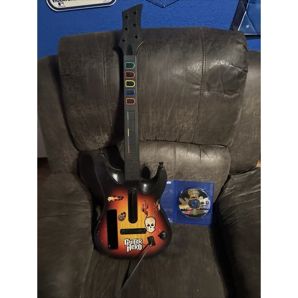 Guitar Hero World Tour Wii Sunburst Guitar Controller + Game Tested Working